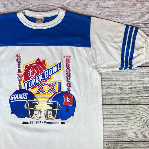 Vintage 1987 NY Giants vs Denver Broncos Super Bowl T-shirt - Picture 1 of 10